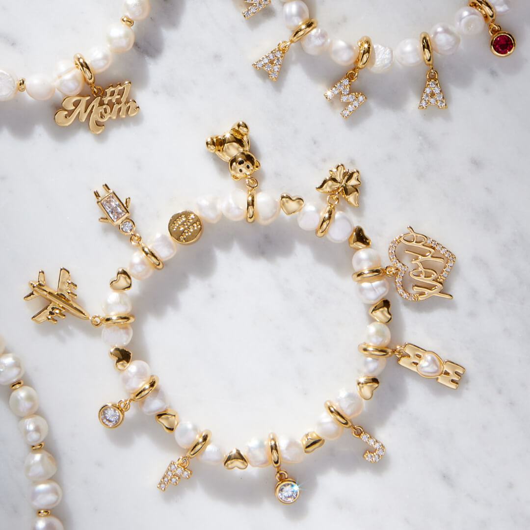 White Hearts by the Pearl Bracelet Base