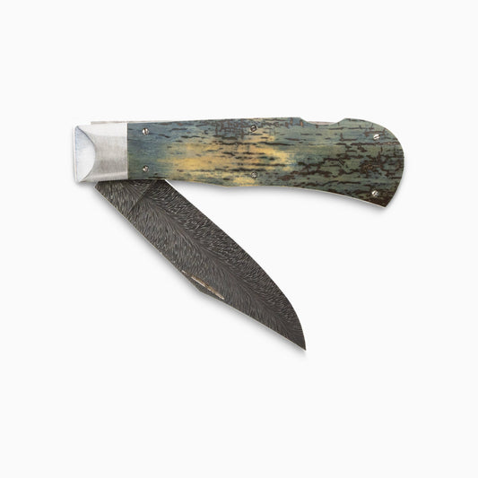 Edwards Knives - Custom 3" Damascus Lockback Knife w/ Mammoth Ivory Scales