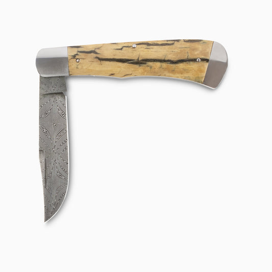 Edwards Knives - Custom 3" Damascus Slipjoint Knife w/ Mammoth Ivory Scales