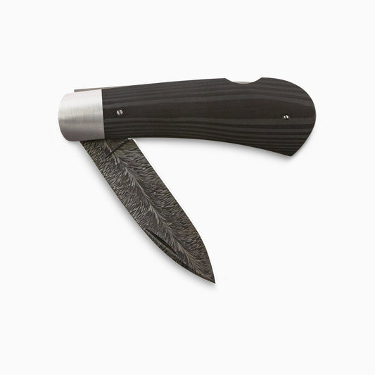 Edwards Knives - Custom 2.5" Damascus Lockback Knife w/ Carbon Fiber Scales