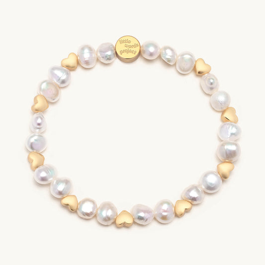 White Hearts by the Pearl Bracelet Base