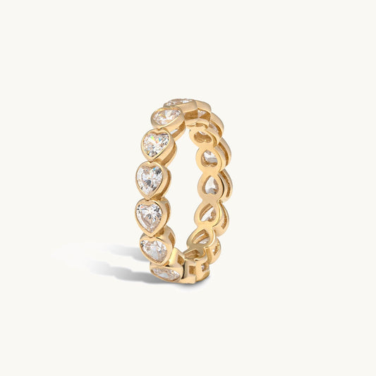 CZ Heart Eternity Band Ring (Gold)
