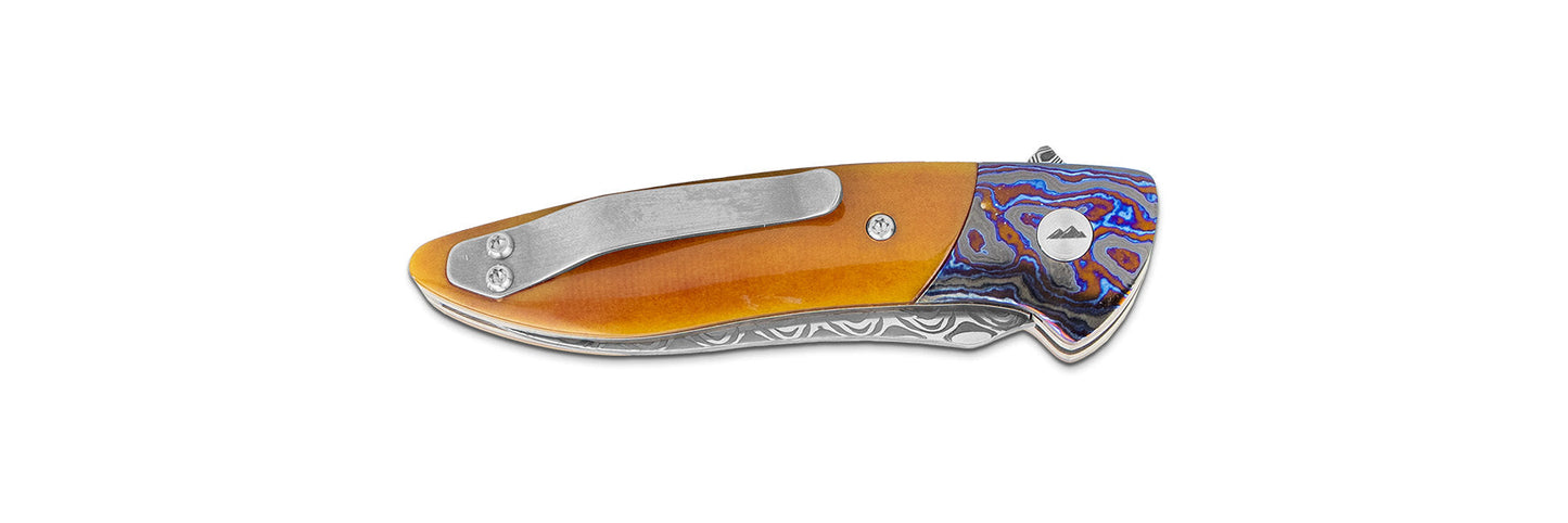 Glory Folder Semi-Custom #144 Vintage Paper Micarta - Zircuti - Aegir Damasteel